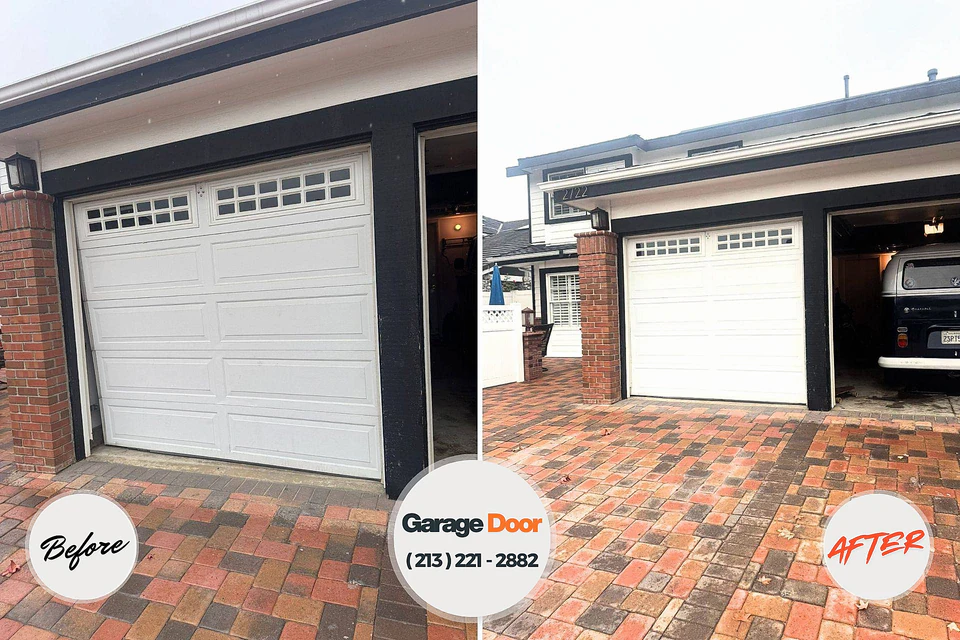 Before and after: garage door repair Ness City, KS